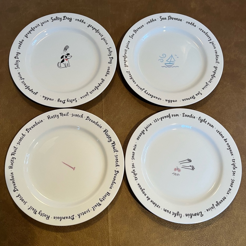 Set of 4 "Bar Lingo" Appetizer Plates by Pottery Barn